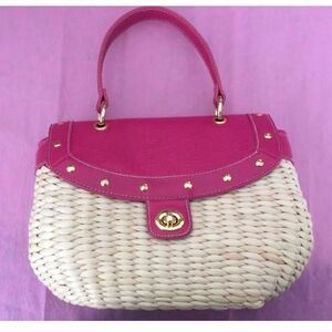 Woven jute straw rattan handbag
